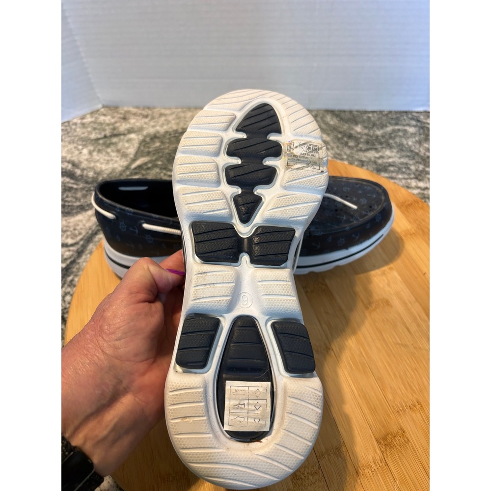 Skechers Cali Gear Go Walk Smart Boat Shoes Navy Nautical Anchor Print Womens 9 - Picture 8 of 10